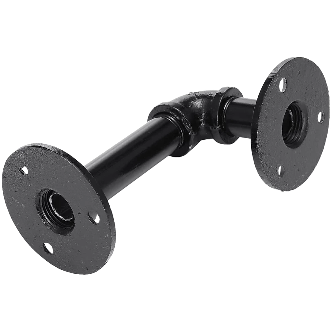 Randy & Travis Machinery Industrial Black Iron Pipe Bracket Wall Mounted Floating Shelf - Set Of 2 Furniture