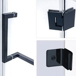 100 X 100cm Frameless 10mm Glass Shower Screen By Della Francesca BLACK Hinges/Brackets And SQUARE Handle DIY & Renovation