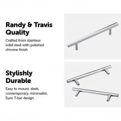 Randy & Travis Machinery Solid Stainless Steel Polished Chrome Kitchen Cabinet Drawer Pull Door Handles 10-Pack DIY & Renovation