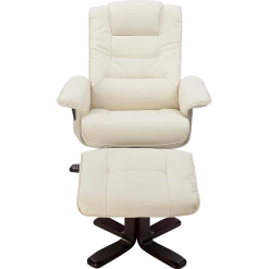 Palermo PU Leather Massage Chair Recliner Ottoman Lounge Remote - Cream