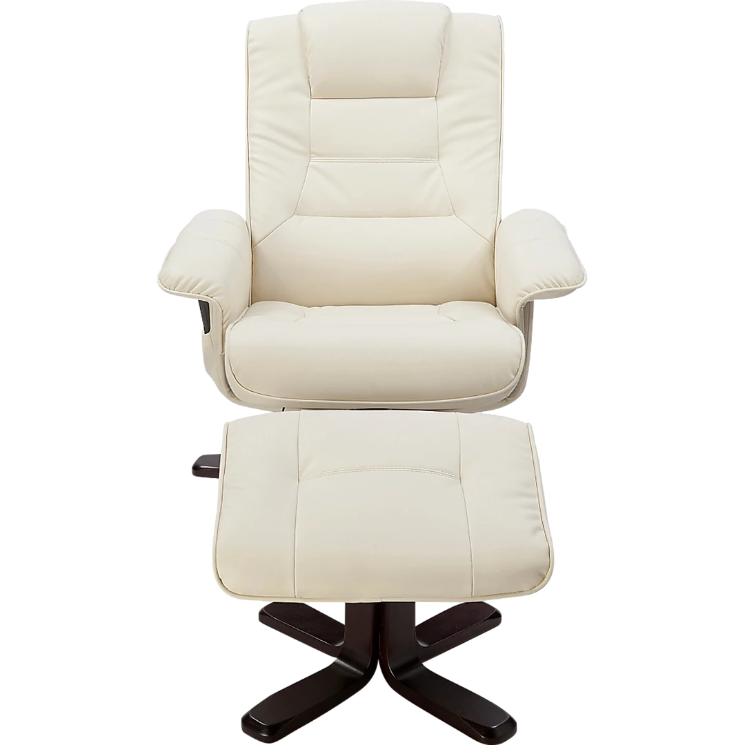 Palermo PU Leather Massage Chair Recliner Ottoman Lounge Remote - Cream