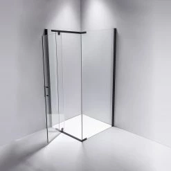 Della Francesca 1200 X 700 X 1900mm Framed Safety Glass Pivot Door Shower Screen In Black