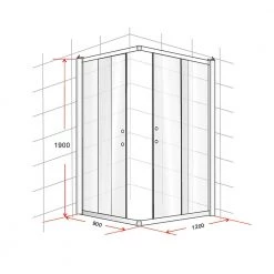 Della Francesca 900 X 1200mm Sliding Door Nano Safety Glass Shower Screen In CHROME