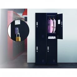 Salvatore Angelotti Black 2-Door Locker For Office Gym Shed School Home Storage - Padlock-operated Furniture