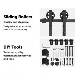 Randy & Travis Machinery Black Sliding Barn Door Hardware 2M Big Spoke Wheel DIY & Renovation