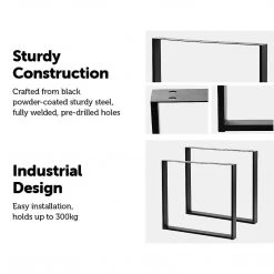Randy & Travis Machinery Square-Shaped Table Bench Desk Legs Retro Industrial Design Fully Welded