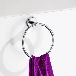 Della Francesca Classic Chrome Towel Bar Rail Ring Bathroom