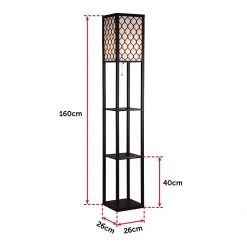 Randy & Travis Machinery Shelf Floor Lamp - Shade Diffused Light Source With Open-Box Shelves