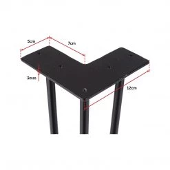 Della Francesca Set Of 4 Industrial 3-Rod Retro Hairpin Table Legs 12mm Steel Bench Desk - 71cm Black Furniture