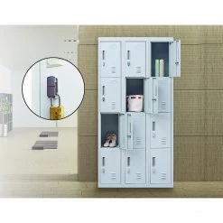 Salvatore Angelotti Grey 12-Door Locker For Office Gym Shed School Home Storage - Padlock-operated