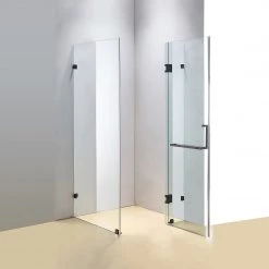 100 X 70cm Frameless 10mm Glass Shower Screen By Della Francesca BLACK Hinges/Brackets And SQUARE Handle