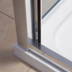 Della Francesca DIY & Renovation Front: (74~82) X 195cm Adjustable Semi Frameless Shower Screen In Chrome Side: (98~101) X 195cm