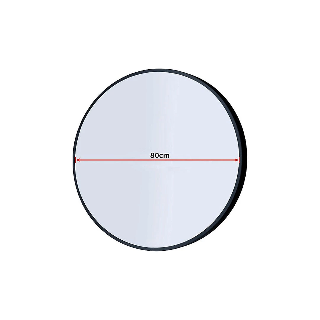 80cm Round Wall Mirror Bathroom Makeup Mirror By Della Francesca - Black