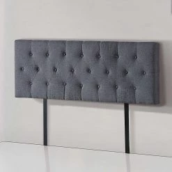 Palermo Double Linen Fabric Deluxe Headboard Bedhead In Grey Furniture
