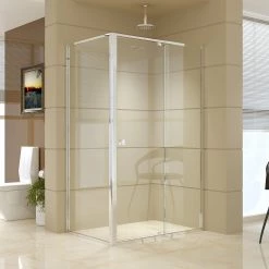 Della Francesca Front: (114~122) X 195cm Adjustable Semi Frameless Shower Screen In Chrome Side: (98~101) X 195cm DIY & Renovation