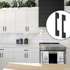 Randy & Travis Machinery 5 X 96mm Kitchen Cabinet Cupboard Door Drawer Handles Square Black Furniture Pulls DIY & Renovation