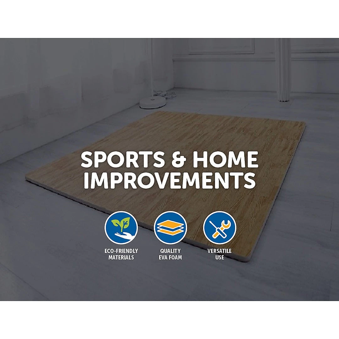 Randy & Travis Machinery 12 Tiles EVA Fitness Home Yoga Gym Interlocking Floor Puzzle Mat - Wood Colour Sports & Fitness