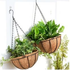 Randy & Travis Machinery 4X Large Garden Hanging Basket With Coir Liner & Chain Flower Plant Pots Baskets