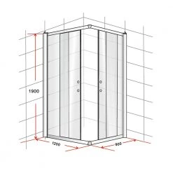 Della Francesca 1200 X 900mm Sliding Door Nano Safety Glass Shower Screen In CHROME