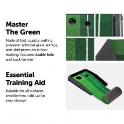 Randy & Travis Machinery Home & Lifestyle Indoor Practice Putting Green 2.5m Mat Inclined Ball Return Fake Grass 2 Holes