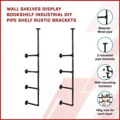 Randy & Travis Machinery Furniture Wall Shelves Display Bookshelf Industrial DIY Pipe Shelf Rustic Brackets