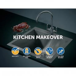 Brienz 530x505mm Stainless Steel Single Bowl Sink With Round Waste DIY & Renovation