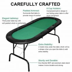 Randy & Travis Machinery Games & Hobbies 185cm 8 Player Folding Poker Blackjack Table With Cup Holder