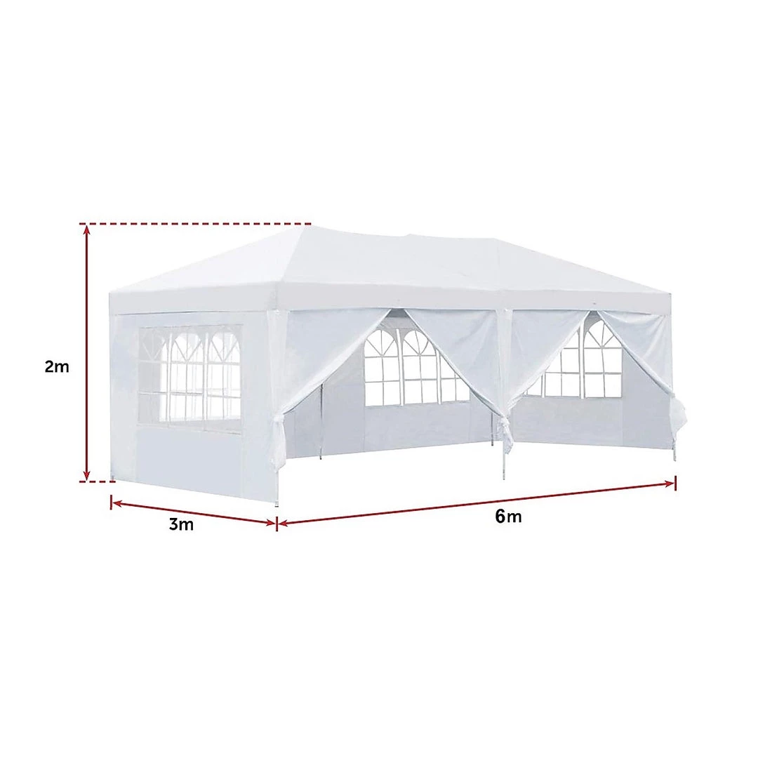 Bariloche 3x6m Gazebo Outdoor Marquee Tent Canopy White Outdoor & Leisure