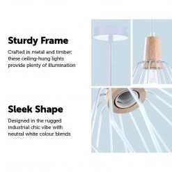FactoryFast.com.au White Wood Pendant Light Bar Lamp Kitchen Lighting Modern Ceiling Home & Lifestyle