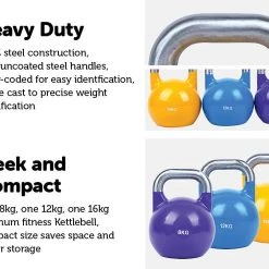 Randy & Travis Machinery Sports & Fitness 8KG, 12KG, 16KG Pro-Grade Steel KettleBell Set