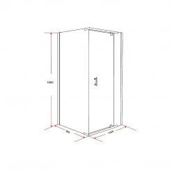 Della Francesca 1000 X 800 X 1900mm Framed Safety Glass Pivot Door Shower Screen In Black