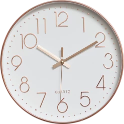 Randy & Travis Machinery Modern Wall Clock Silent Non-Ticking Quartz Battery Operated Rose Gold