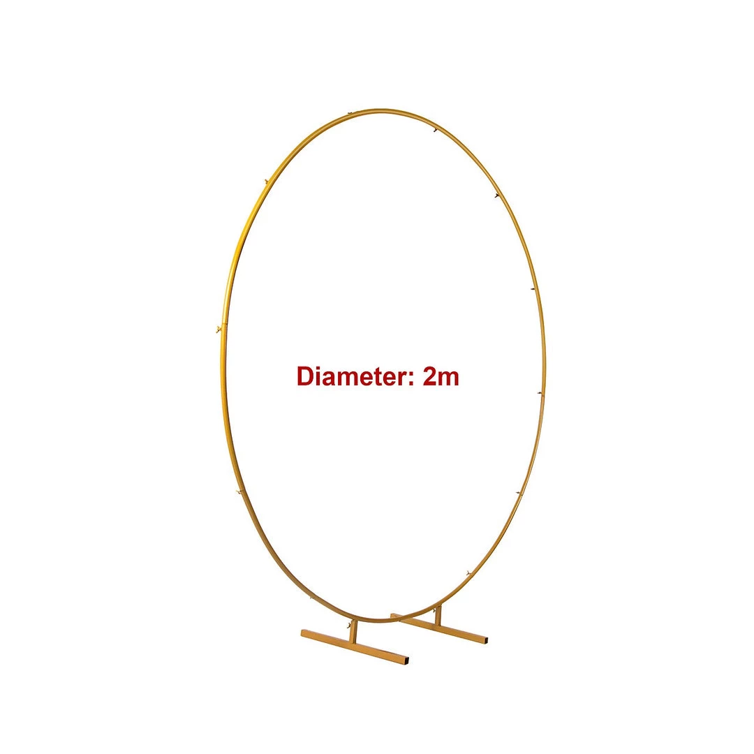 Randy & Travis Machinery 2M Wedding Hoop Round Circle Arch Backdrop Flower Display Stand Frame Background Gold