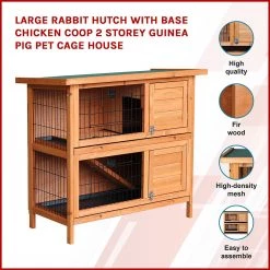 Randy & Travis Machinery Large Rabbit Hutch With BASE Chicken Coop 2 Storey Guinea Pig Pet Cage House Home & Lifestyle