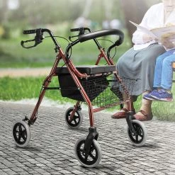 Randy & Travis Machinery Home & Lifestyle Rollator Walker Walking Frame With Wheels Zimmer Mobility Aids Seat Red