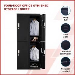 Salvatore Angelotti Black Four-Door Office Gym Shed Storage Locker- Padlock-operated