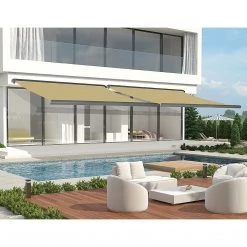 Bariloche DIY & Renovation 5.0 X 3.0m Beige Retractable Folding Arm Heavy Duty Cassette Awning
