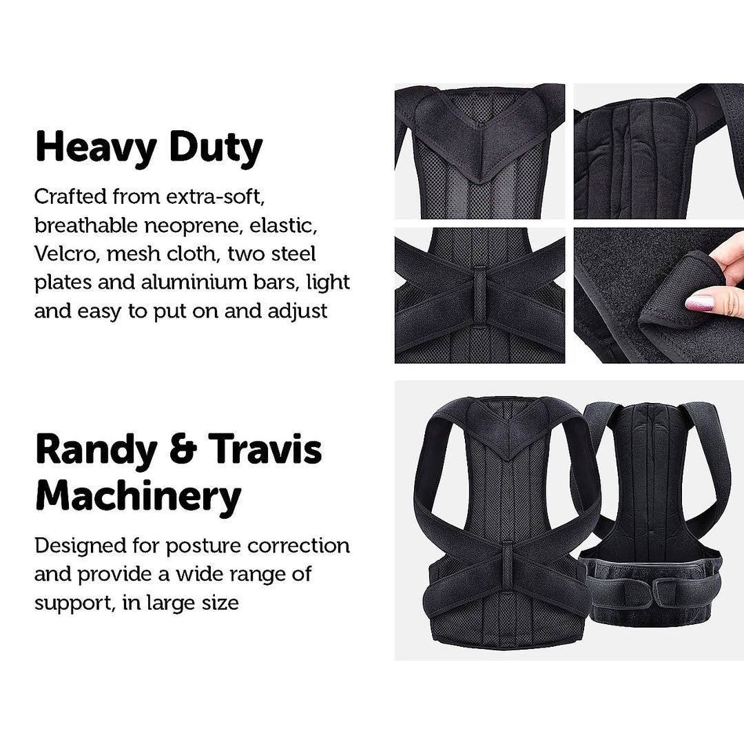 Randy & Travis Machinery Lower Back Brace Unisex Posture Corrector Lumbar Support - Large Sports & Fitness