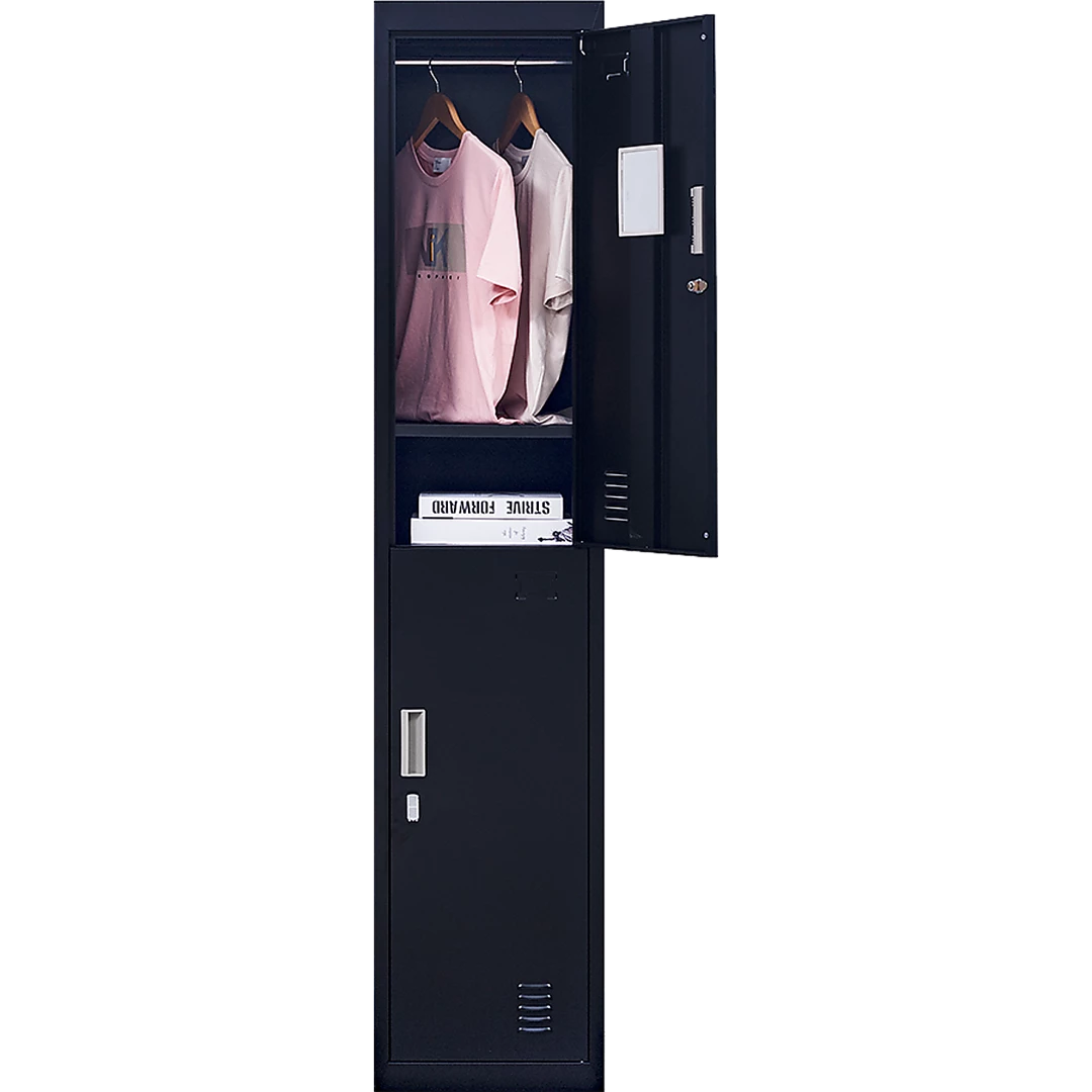 Salvatore Angelotti Black 2-Door Locker For Office Gym Shed School Home Storage - Padlock-operated Furniture