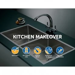 Brienz DIY & Renovation 1.2mm Handmade Double Stainless Steel Sink With Waste - 865x440mm