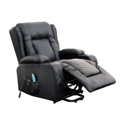 Palermo Recliner Chair Electric Massage Chair Lift Heated Leather Lounge Sofa Black Furniture