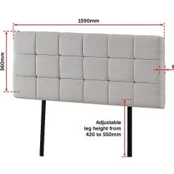 Palermo Beige Linen Fabric Queen Deluxe Tufted Headboard Bedhead Furniture