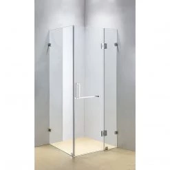 90 X 70cm Frameless 10mm Glass Shower Screen By Della Francesca CHROME Hinges/Brackets And SQUARE Handle DIY & Renovation
