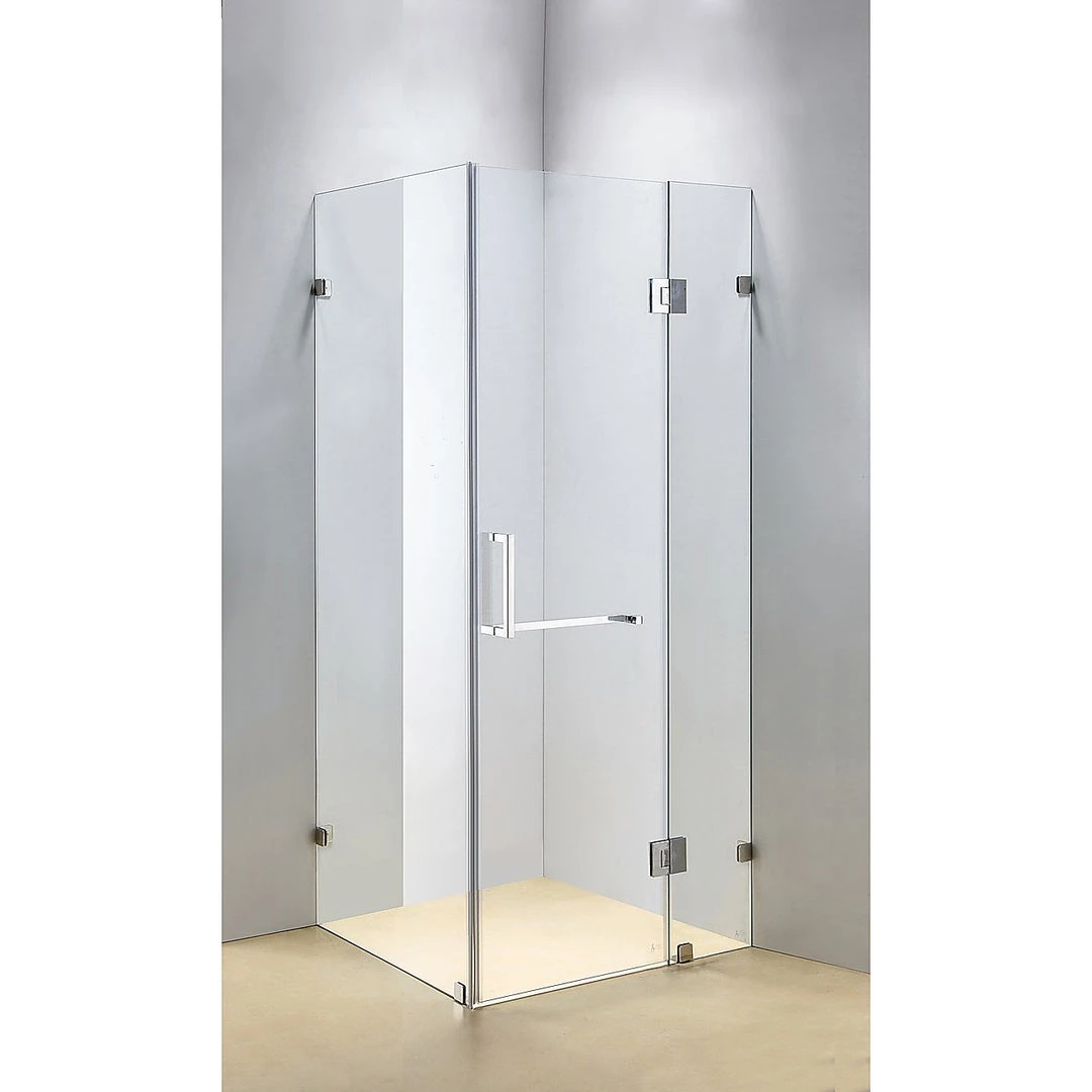 90 X 70cm Frameless 10mm Glass Shower Screen By Della Francesca CHROME Hinges/Brackets And SQUARE Handle DIY & Renovation