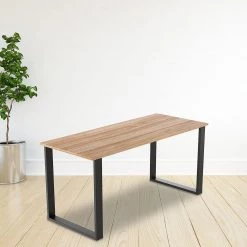 Della Francesca Furniture Rectangular-Shaped Table Bench Desk Legs Retro Industrial Design Fully Welded - Black