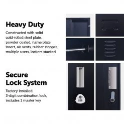 Salvatore Angelotti Black Four-Door Office Gym Shed Storage Locker- 3-Digit Combination Lock