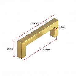 Randy & Travis Machinery 15x Brushed Brass Drawer Pulls Kitchen Cabinet Handles - Gold Finish 128mm