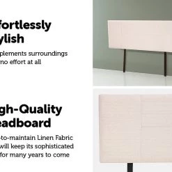 Palermo Queen Beige Linen Fabric Bed Headboard Bedhead Furniture
