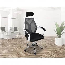 Randy & Travis Machinery Office Chair Gaming Computer Chairs Mesh Back Foam Seat - White Furniture