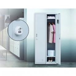 Salvatore Angelotti Grey One-Door Office Gym Shed Clothing Locker Cabinet - 3-Digit Combination Lock Furniture